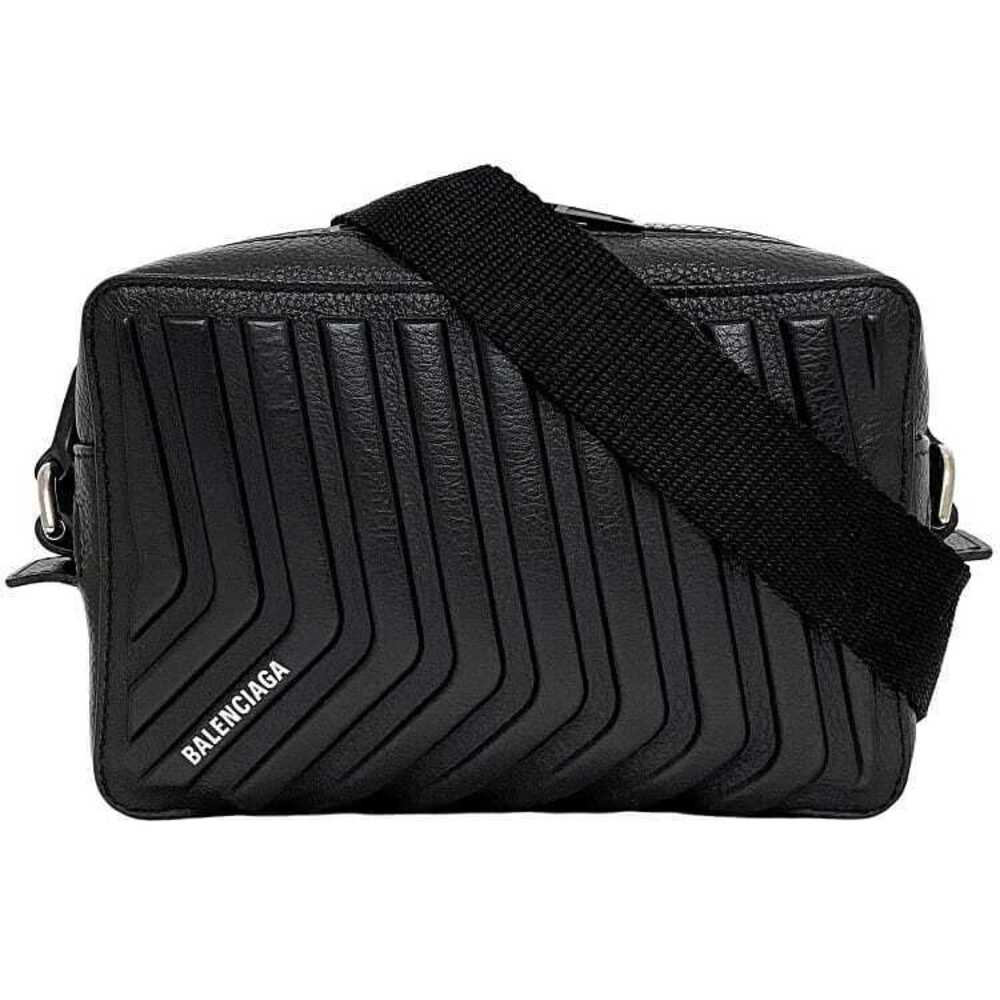 Balenciaga Shoulder Bag Camera Black Leather Crossbody Logo Glossy